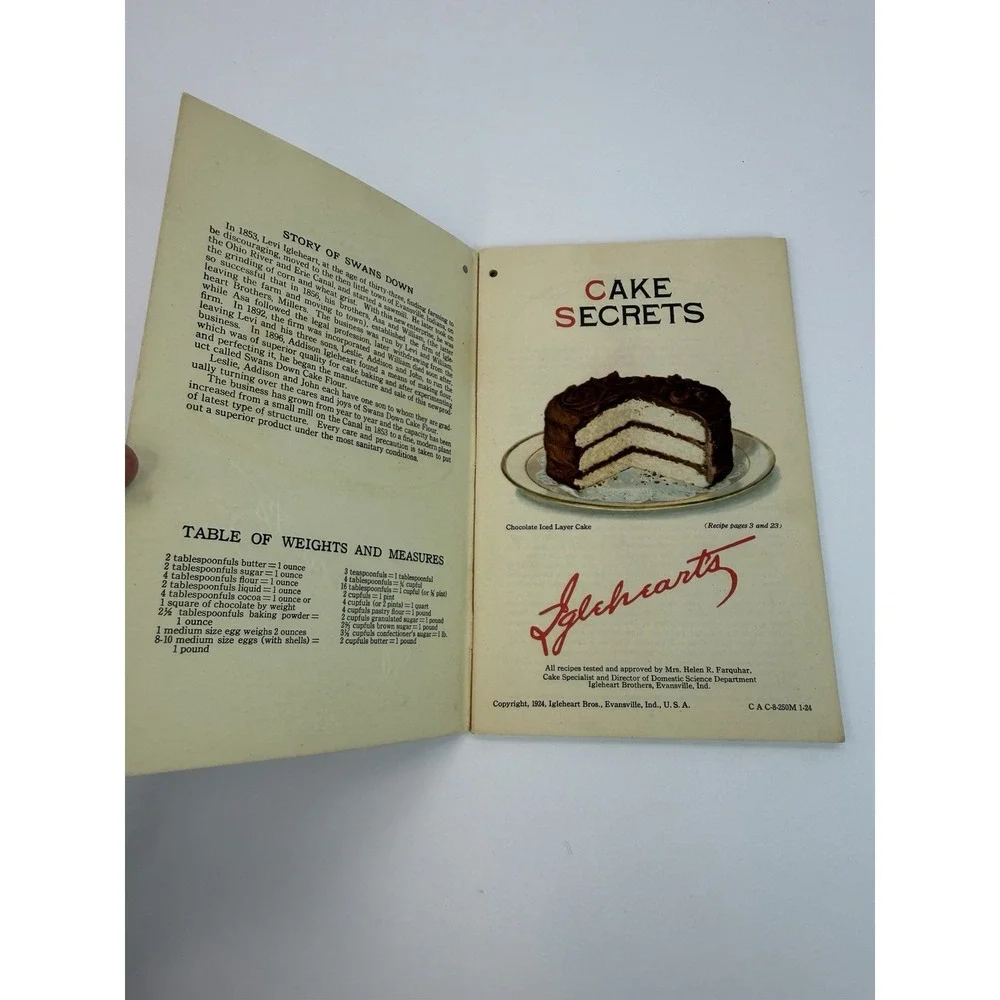 1924 Igleheart Cake Secrets Swans Down Cake Flour Cookbook Pamphlet Antique